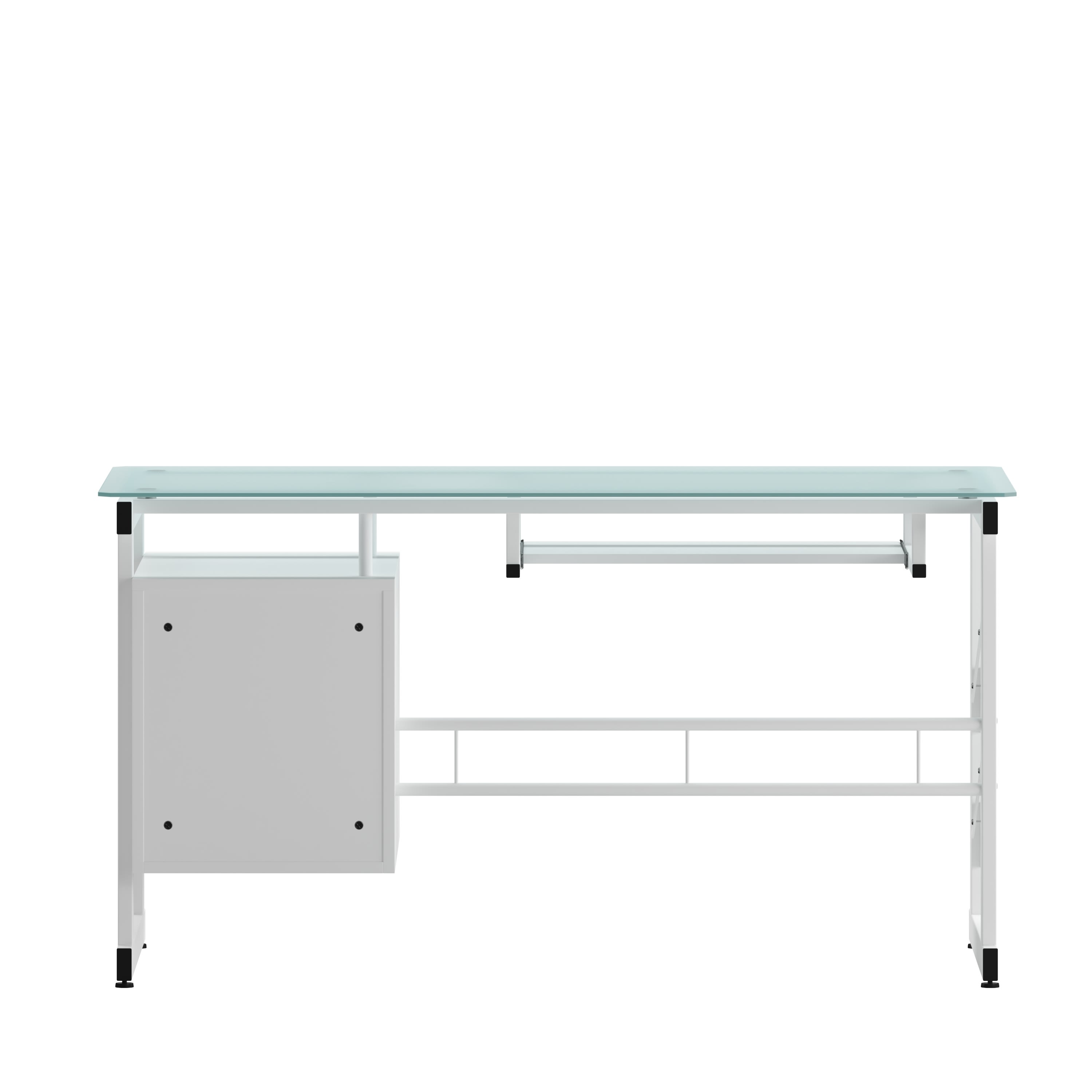 Frosted glass computer desk discount