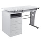 White |#| White Desk with Three Drawer Single Pedestal and Pull-Out Keyboard Tray