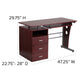 Mahogany |#| Mahogany Desk with Three Drawer Pedestal and Pull-Out Keyboard Tray