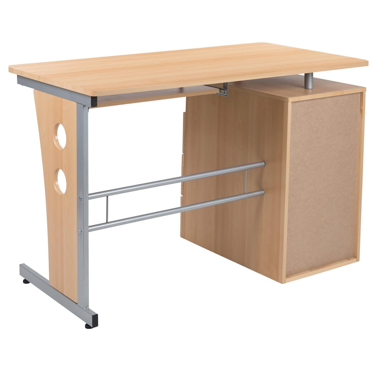 Maple |#| Maple Desk with Three Drawer Single Pedestal and Pull-Out Keyboard Tray