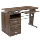 Rustic Walnut |#| Rustic Walnut Desk with Three Drawer Single Pedestal and Pull-Out Keyboard Tray