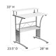 White |#| White Computer Desk with Perforated Side Paneling and Raised Monitor Shelf