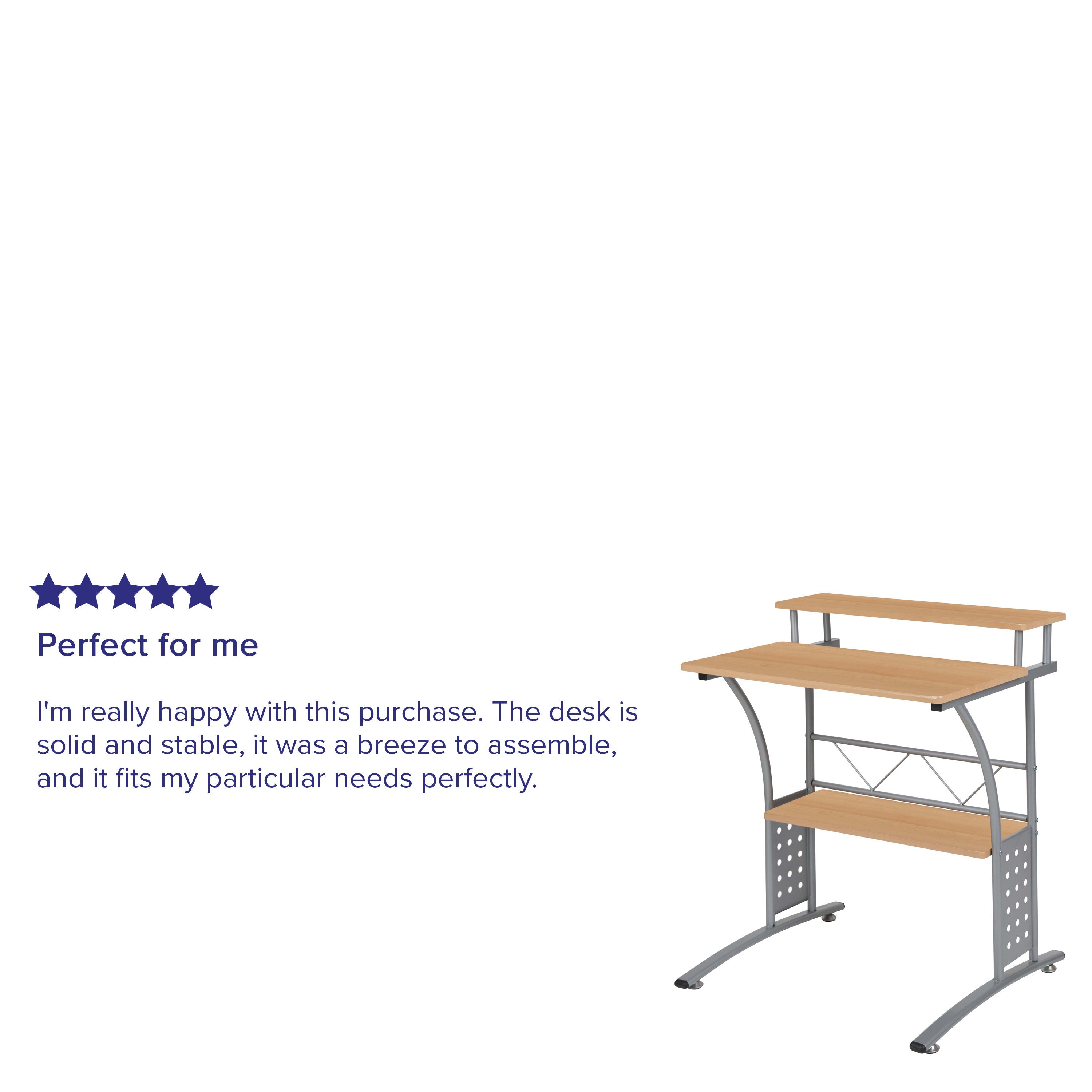 Flash furniture clifton maple computer desk online with top and lower storage shelves