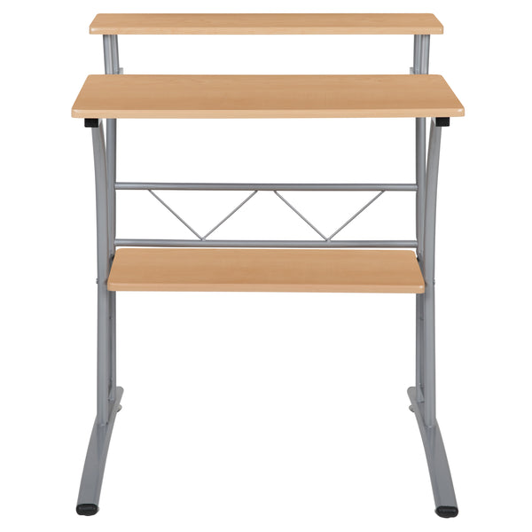 Maple |#| Maple Computer Desk with Top and Lower Storage Shelves