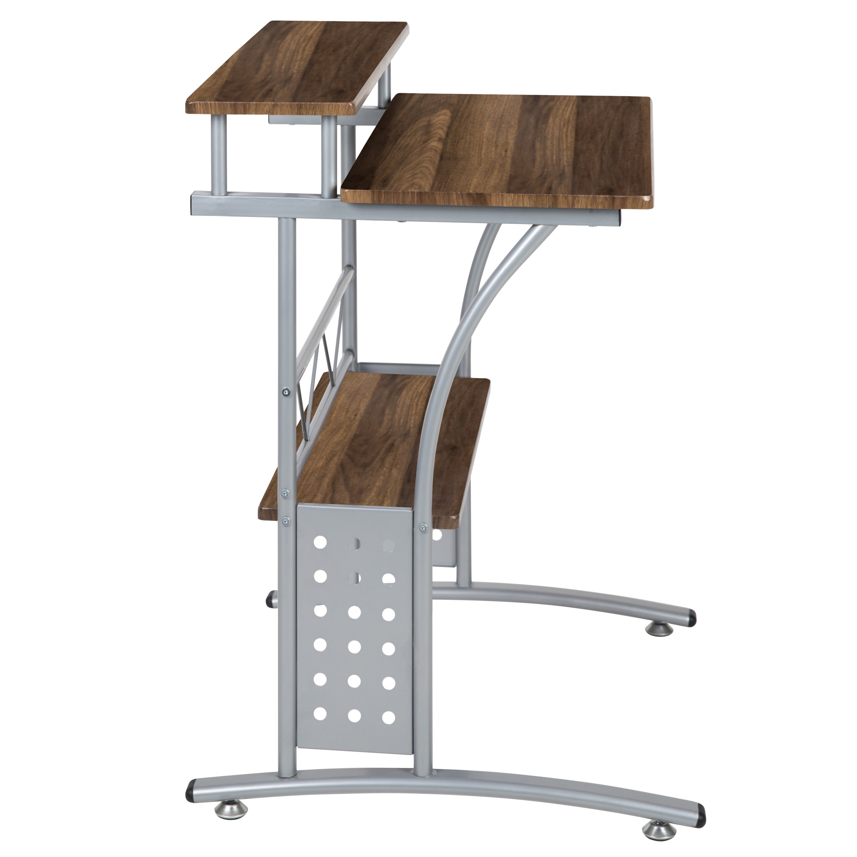 Flash furniture clifton maple computer desk with top store and lower storage shelves