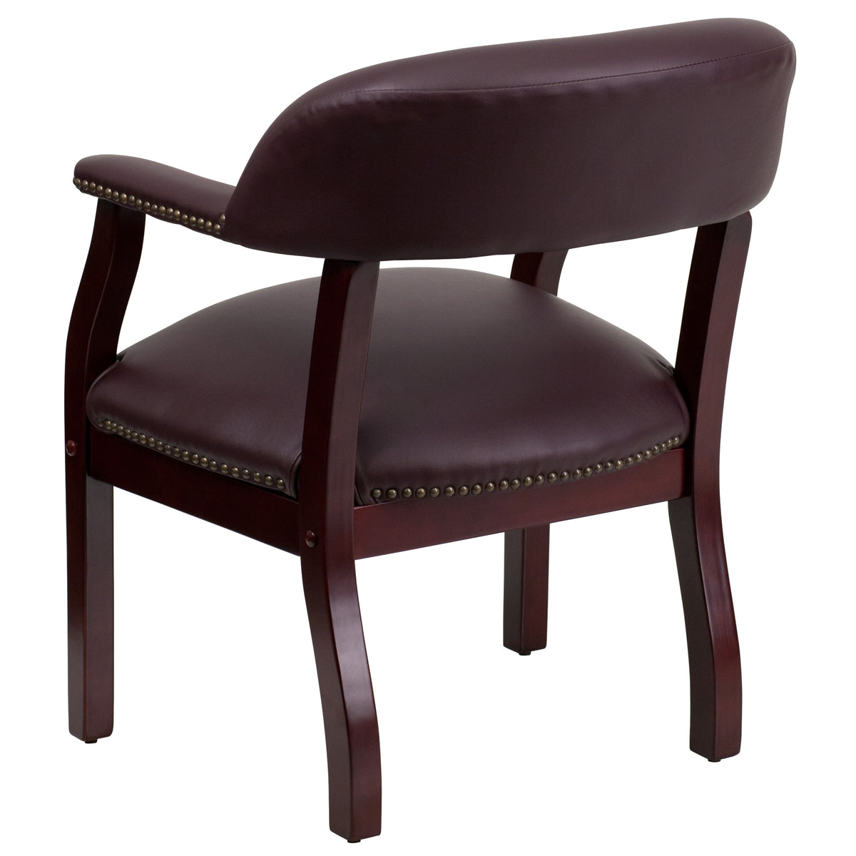 Burgundy LeatherSoft |#| Burgundy LeatherSoft Conference Chair with Accent Nail Trim - Library Chair