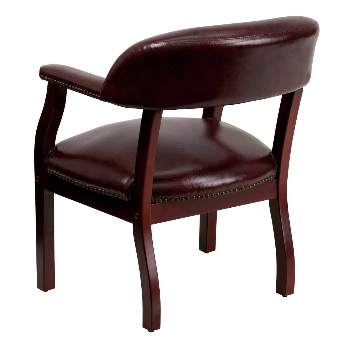 Oxblood Vinyl |#| Oxblood Vinyl Luxurious Conference Chair with Accent Nail Trim - Library Chair