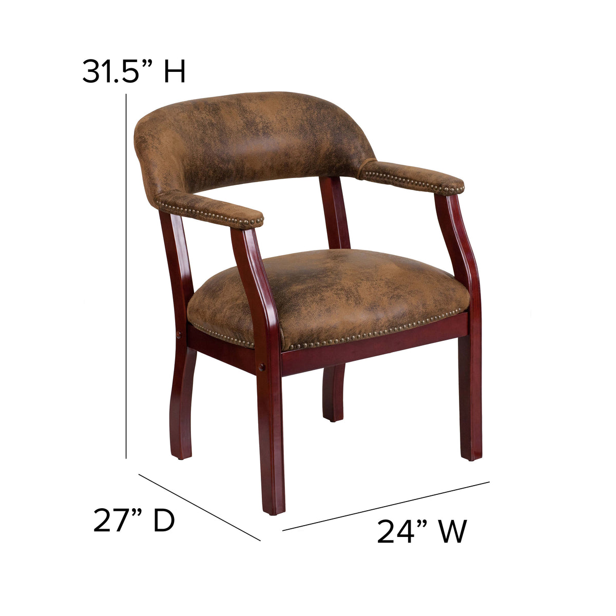 Bomber Jacket Brown Microfiber |#| Bomber Jacket Brown Luxurious Conference Chair w/ Accent Nail Trim - Side Chair