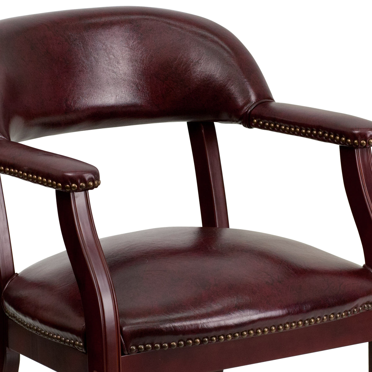 Oxblood Vinyl |#| Oxblood Vinyl Luxurious Conference Chair with Accent Nail Trim - Library Chair