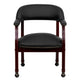 Black LeatherSoft |#| Black LeatherSoft Conference Chair w/Accent Nail Trim &Casters - Side Chair