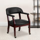 Black Vinyl |#| Black Vinyl Luxurious Conference Chair with Accent Nail Trim and Casters