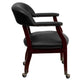 Black Vinyl |#| Black Vinyl Luxurious Conference Chair with Accent Nail Trim and Casters