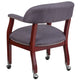 Gray Fabric |#| Gray Fabric Luxurious Conference Chair with Accent Nail Trim and Casters