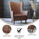 Dark Brown |#| Commercial Wingback Accent Chair with Wooden Legs in Dark Brown Faux Leather