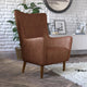 Dark Brown |#| Commercial Wingback Accent Chair with Wooden Legs in Dark Brown Faux Leather