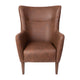 Dark Brown |#| Commercial Wingback Accent Chair with Wooden Legs in Dark Brown Faux Leather