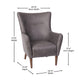 Dark Gray |#| Commercial Wingback Accent Chair with Wooden Legs in Dark Gray Faux Leather