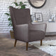 Dark Gray |#| Commercial Wingback Accent Chair with Wooden Legs in Dark Gray Faux Leather