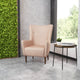 Light Brown |#| Commercial Wingback Accent Chair with Wooden Legs in Light Brown Faux Leather