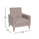 Taupe |#| Mid-Century Modern Taupe Faux Linen Upholstered Tufted Chair with Wood Legs