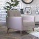 Taupe |#| Mid-Century Modern Taupe Faux Linen Upholstered Tufted Chair with Wood Legs