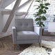 Slate Gray |#| Mid-Century Modern Slate Gray Faux Linen Upholstered Tufted Chair with Wood Legs