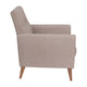 Taupe |#| Mid-Century Modern Taupe Faux Linen Upholstered Tufted Chair with Wood Legs
