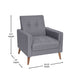 Slate Gray |#| Mid-Century Modern Slate Gray Faux Linen Upholstered Tufted Chair with Wood Legs