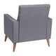 Slate Gray |#| Mid-Century Modern Slate Gray Faux Linen Upholstered Tufted Chair with Wood Legs