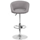 Gray Fabric |#| Gray Fabric Adjustable Height Barstool with Barrel Back and Chrome Base