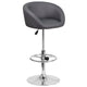 Gray Vinyl |#| Gray Vinyl Adjustable Height Barstool with Barrel Back and Chrome Base
