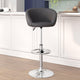 Gray Vinyl |#| Gray Vinyl Adjustable Height Barstool with Barrel Back and Chrome Base