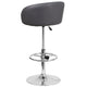 Gray Vinyl |#| Gray Vinyl Adjustable Height Barstool with Barrel Back and Chrome Base
