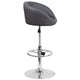Gray Vinyl |#| Gray Vinyl Adjustable Height Barstool with Barrel Back and Chrome Base