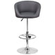 Gray Vinyl |#| Gray Vinyl Adjustable Height Barstool with Barrel Back and Chrome Base