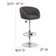 Charcoal Fabric |#| Charcoal Fabric Adjustable Height Barstool with Barrel Back and Chrome Base