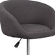 Charcoal Fabric |#| Charcoal Fabric Adjustable Height Barstool with Barrel Back and Chrome Base