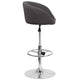 Charcoal Fabric |#| Charcoal Fabric Adjustable Height Barstool with Barrel Back and Chrome Base