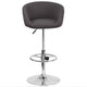 Charcoal Fabric |#| Charcoal Fabric Adjustable Height Barstool with Barrel Back and Chrome Base