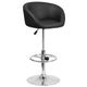 Black Vinyl |#| Black Vinyl Adjustable Height Barstool with Barrel Back and Chrome Base