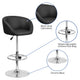 Black Vinyl |#| Black Vinyl Adjustable Height Barstool with Barrel Back and Chrome Base