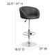 Black Vinyl |#| Black Vinyl Adjustable Height Barstool with Barrel Back and Chrome Base