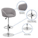 Gray Fabric |#| Gray Fabric Adjustable Height Barstool with Barrel Back and Chrome Base