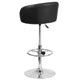 Black Vinyl |#| Black Vinyl Adjustable Height Barstool with Barrel Back and Chrome Base