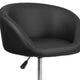 Black Vinyl |#| Black Vinyl Adjustable Height Barstool with Barrel Back and Chrome Base