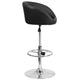 Black Vinyl |#| Black Vinyl Adjustable Height Barstool with Barrel Back and Chrome Base