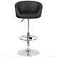 Black Vinyl |#| Black Vinyl Adjustable Height Barstool with Barrel Back and Chrome Base