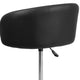 Black Vinyl |#| Black Vinyl Adjustable Height Barstool with Barrel Back and Chrome Base