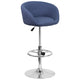 Blue Fabric |#| Blue Fabric Adjustable Height Barstool with Barrel Back and Chrome Base