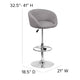 Gray Fabric |#| Gray Fabric Adjustable Height Barstool with Barrel Back and Chrome Base